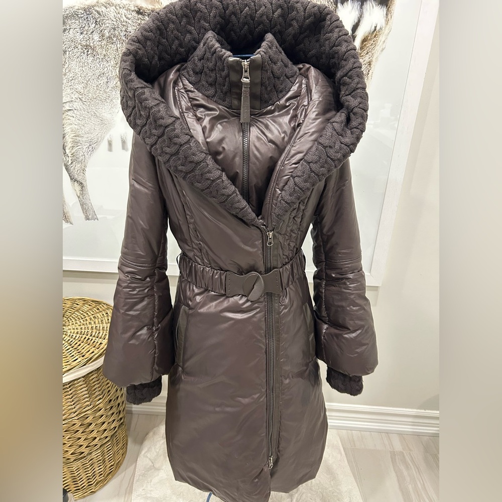 Mackage puffer coat with wool cable accents. XS